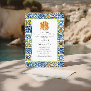 Waterverf Sinaasappel Mediterraans Blauw tegel Bru Kaart