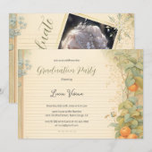 Waterverf Sinaasappel  papier foto Afstuderen Kaart (Voorkant / Achterkant)