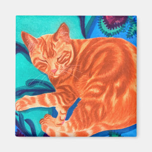 Waterverf Sinaasappel Tabby Cat Magneet