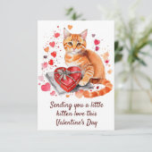 Waterverf Sinaasappel Tabby Cat met hart geschenkd Bedankkaart (Staand voorkant)