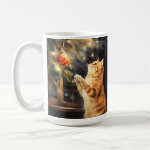 WATERVERF SINAASAPPEL TABBY KITTEN KERSTBALLEN KOFFIEMOK