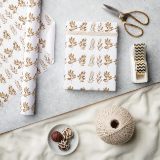 Waterverf Sinaasappel verlaat Boho Cadeaupapier