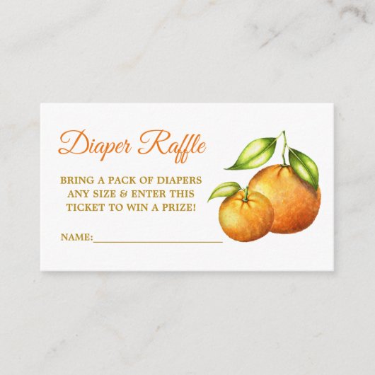 Waterverf Sinaasappels Baby shower Stippen Luier R Informatiekaartje (Voorkant)