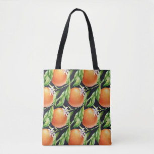 Waterverf Sinaasappels: Citrus naadloos patroon Draagtas