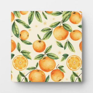 Waterverf Sinaasappels Citruspatroon Fotoplaat
