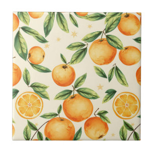 Waterverf Sinaasappels Citruspatroon Tegeltje