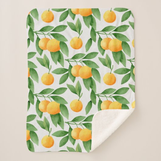 Waterverf sinaasappels of tangerines patroon sherpa deken (Voorkant)