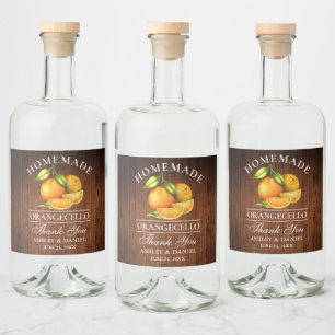 Waterverf Sinaasappels Orangecello Wedding Wood Likeurfles Etiket