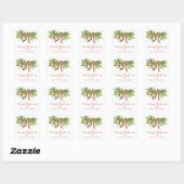 Waterverf Sinaasappels Plaid Bow Christmas Vierkante Sticker (Vel)
