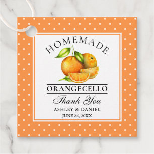 Waterverf Sinaasappels Stippen Orangecello bruilof Bedankjes Labels