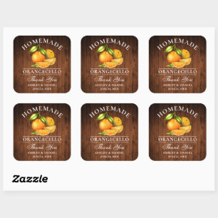 Waterverf Sinaasappels Wood Orangecello Wedding Vierkante Sticker
