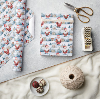 Waterverf Sinterklaas met kerstcadeaus Cadeaupapier
