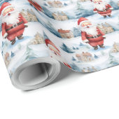 Waterverf Sinterklaas met kerstcadeaus Cadeaupapier (Rol Hoek)
