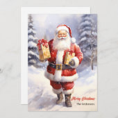 Waterverf Sinterklaas met kerstcadeaus Feestdagenkaart (Voorkant / Achterkant)