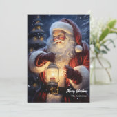 Waterverf Sinterklaas met kerstlantaarn Feestdagenkaart (Staand voorkant)