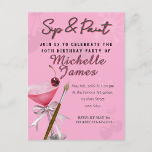 Waterverf Sip & Paint Art Verjaardag Briefkaart