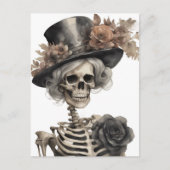 Waterverf skelet in een Fancy Pet met bloemen Briefkaart (Voorkant)