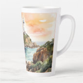 Waterverf Sketch Byron Bay Vuurtoren Monogram | Latte Mok (Rechts)