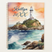 Waterverf Sketch Byron Bay Vuurtoren Monogram | Planner (Voorkant)