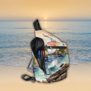 Waterverf Sketch Byron Bay Vuurtoren Monogram Sling Bag