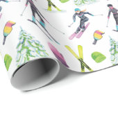 Waterverf skiën cadeaupapier (Rol Hoek)