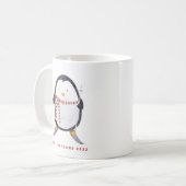 Waterverf Skiing Penguin Personalized Holiday Koffiemok (Voorkant links)