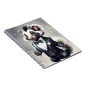 Waterverf Skunk Tuxedo Zwart Stropdas Wit Bloem Notitieboek (Rechterzijde)