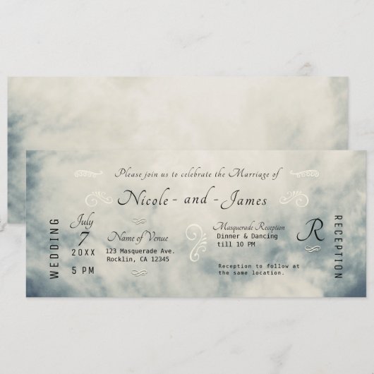 Waterverf Sky Abstract Modern Wedding Kaart (Voorkant / Achterkant)