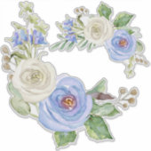  Waterverf Sky Blue en White Garden Floral Sticker (Voorkant)