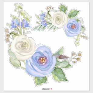  Waterverf Sky Blue en White Garden Floral Sticker
