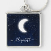 Waterverf Sky Celestial Moon Stars Sleutelhanger (Voorkant)