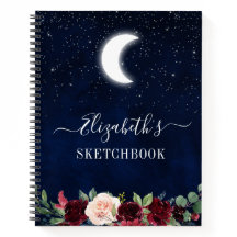 Waterverf Sky Moon Stars Floral Sketchbook