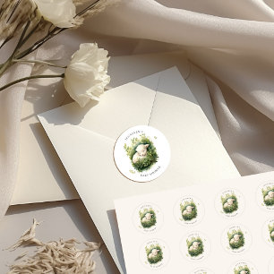 Waterverf Slaande Lam Baby Shower Ronde Sticker