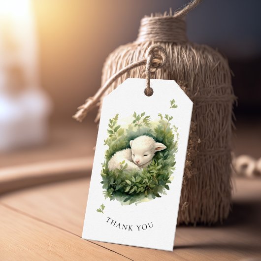 Waterverf Slaaplam Baby shower Cadeaulabel