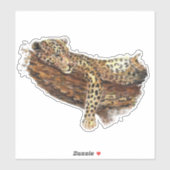 Waterverf slaapstand Restende luipaard Sticker (Vel)