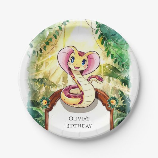 Waterverf Slither Snake Verjaardag Papieren Bordje (Voorkant)