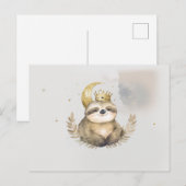 Waterverf Sloth Moon Crown Briefkaart (Voorkant / Achterkant)