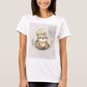 Waterverf Sloth Moon Crown T-shirt