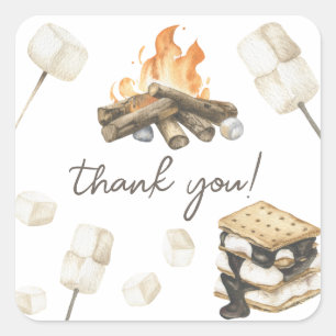 Waterverf S'more Baby Shower Bedankt Vierkante Sticker