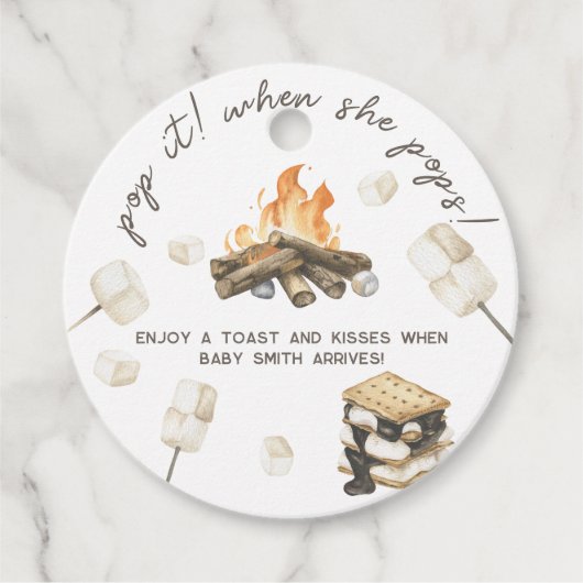 Waterverf S'more Baby shower - Pop het Bedankjes Labels (Voorkant)