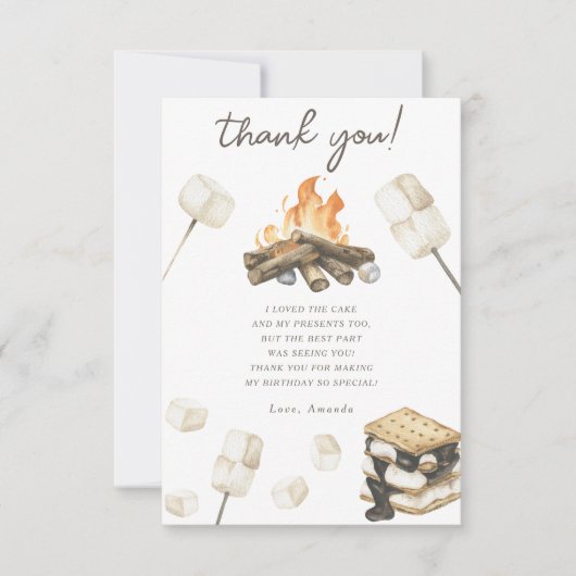 Waterverf S'more Fun Verjaardag Dank u Bedankkaart (Voorkant)