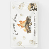Waterverf S'more kampvuur 1e verjaardag Spandoek (Verticaal)