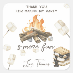 Waterverf S'more Kampvuur Verjaardag Dank u Vierkante Sticker