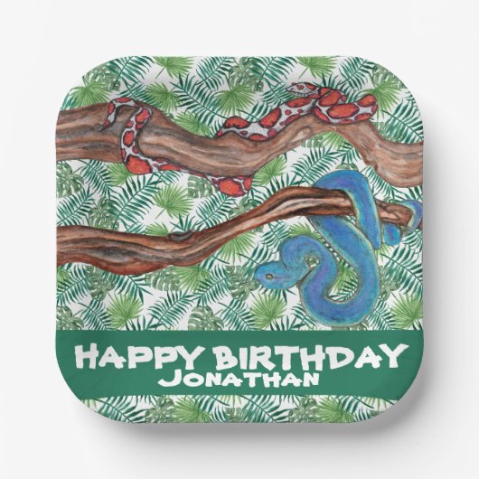 Waterverf Snake Lover Python Boa gezelschapsdieren Papieren Bordje (Voorkant)