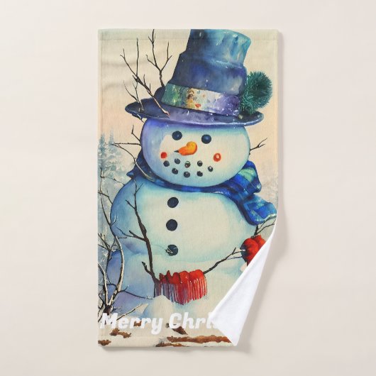 Waterverf Sneeuwman Handdoek (Handdoek)