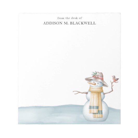 Waterverf sneeuwman van het bureau van notitieblok (Voorkant)
