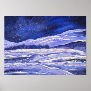 Waterverf Sneeuwstof en Stardust Poster