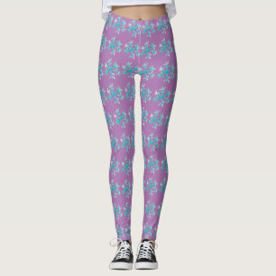 Waterverf Sneeuwvlok Blauw Paars Winter Leggings