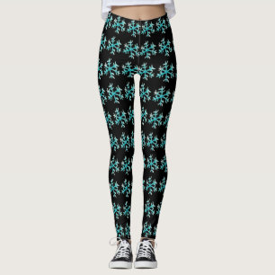 Waterverf Sneeuwvlok Blauw Zwart Winter Leggings