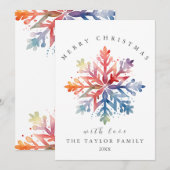 Waterverf Sneeuwvlok Kerstmis Kaart (Voorkant / Achterkant)